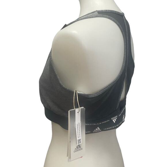 New Adidas XL 48DD Gray Medium Support Removeable Pads Training Sports Bra - Picture 3 of 5